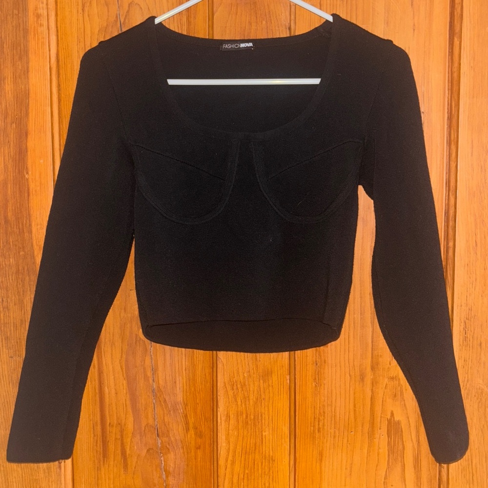 Fashion Nova Black Long Sleeve Top